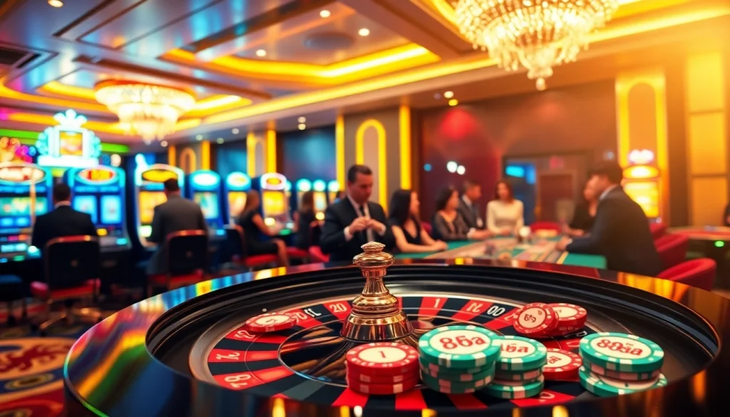 Players engaged in an exciting roulette game featuring "88aa" poker chips, vibrant casino colors, and an immersive atmosphere.