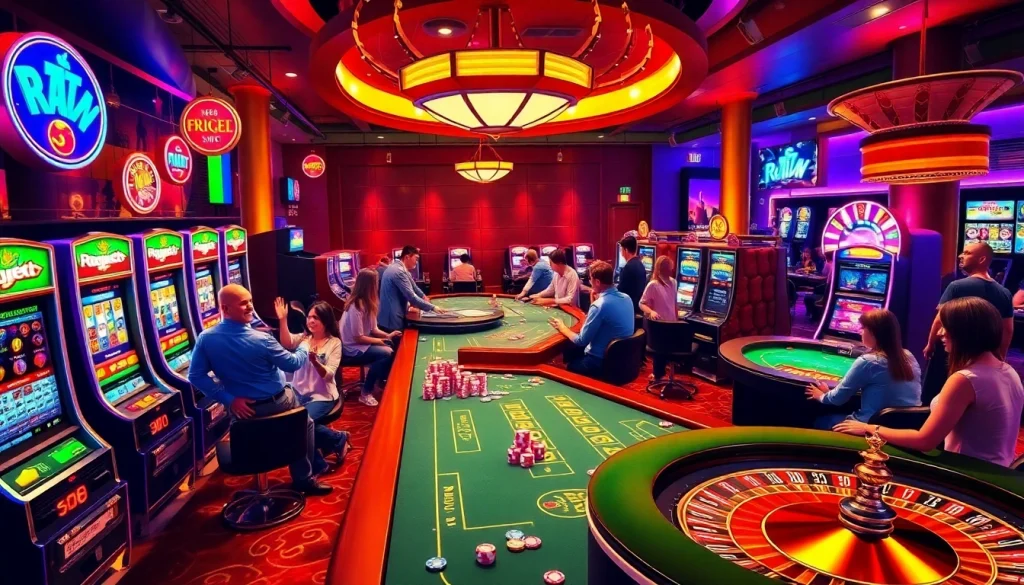 Experience the thrill of winning on casino floors at https://f168.team, featuring vibrant slot machines and engaging players.