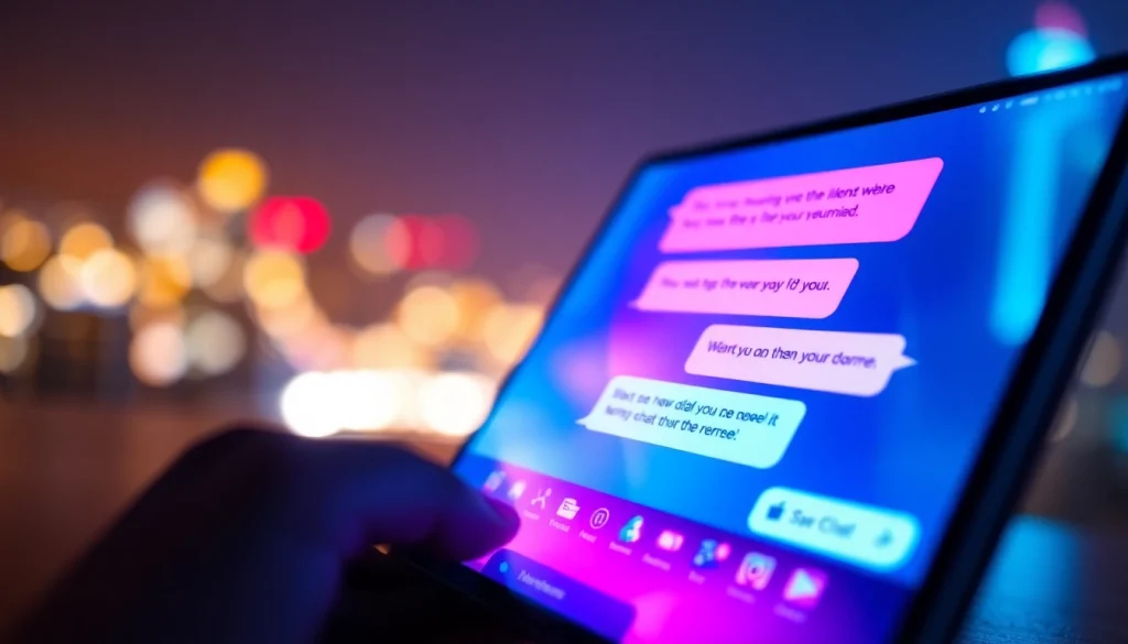 Thrilling ai porn chat interaction on a futuristic digital device.